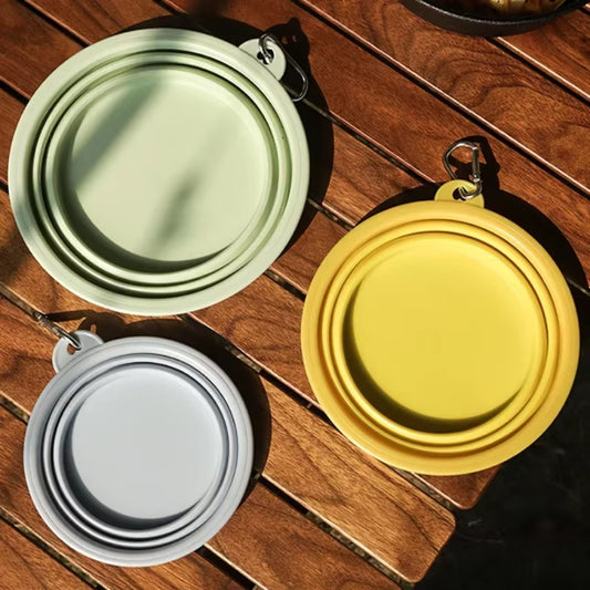 350-1000Ml Collapsible Pets Silicone Dog Food Water Bowl Outdoor Camping Travel Portable Folding Supplies Dishes with Carabiner